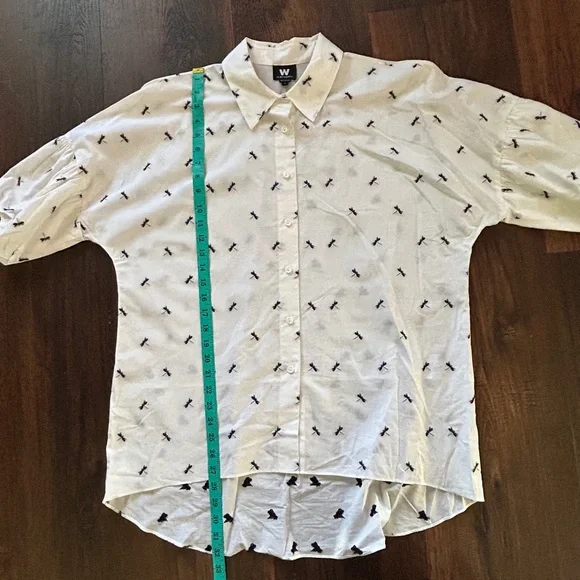 W by Worth White Dragonfly Print Cotton Tunic Top Size L - Picture 7 of 8